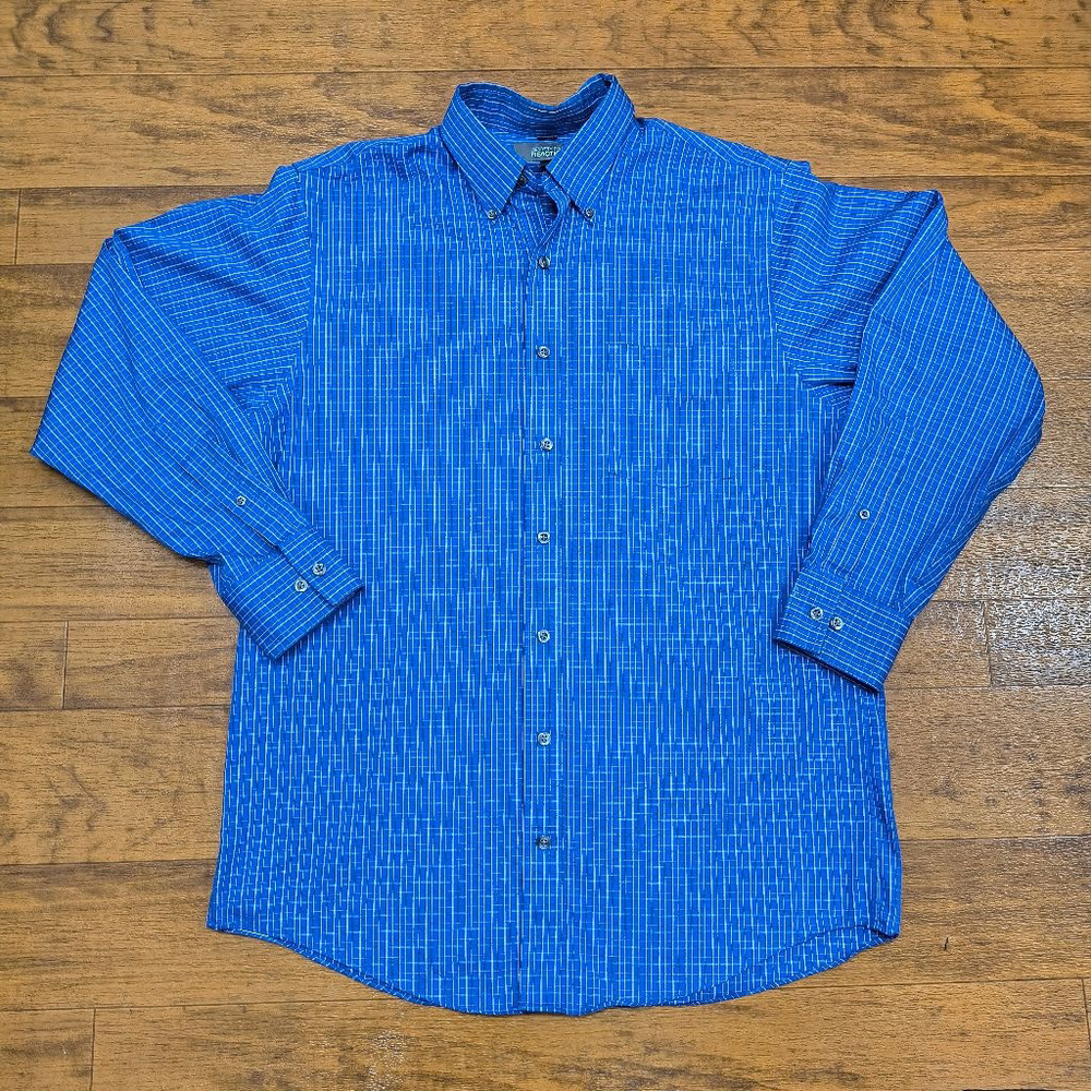 (M) Men's Kenneth Cole Reaction Button Down Shirt Blue Plaid